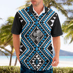New Zealand Kikorangi Taniko Motifs Hawaiian Shirt Maori Poi Dance Costume Inspired