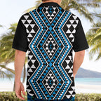 New Zealand Kikorangi Taniko Motifs Hawaiian Shirt Maori Poi Dance Costume Inspired