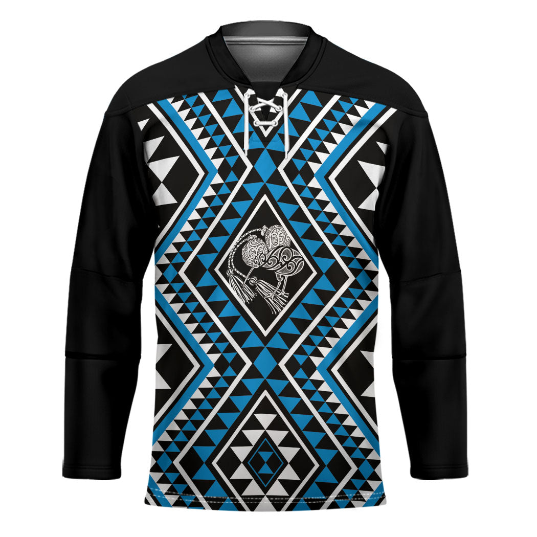 New Zealand Kikorangi Taniko Motifs Hockey Jersey Maori Poi Dance Costume Inspired