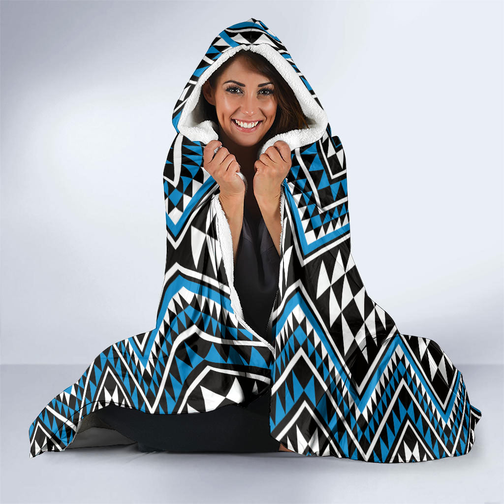 New Zealand Kikorangi Taniko Motifs Hooded Blanket Maori Poi Dance Costume Inspired