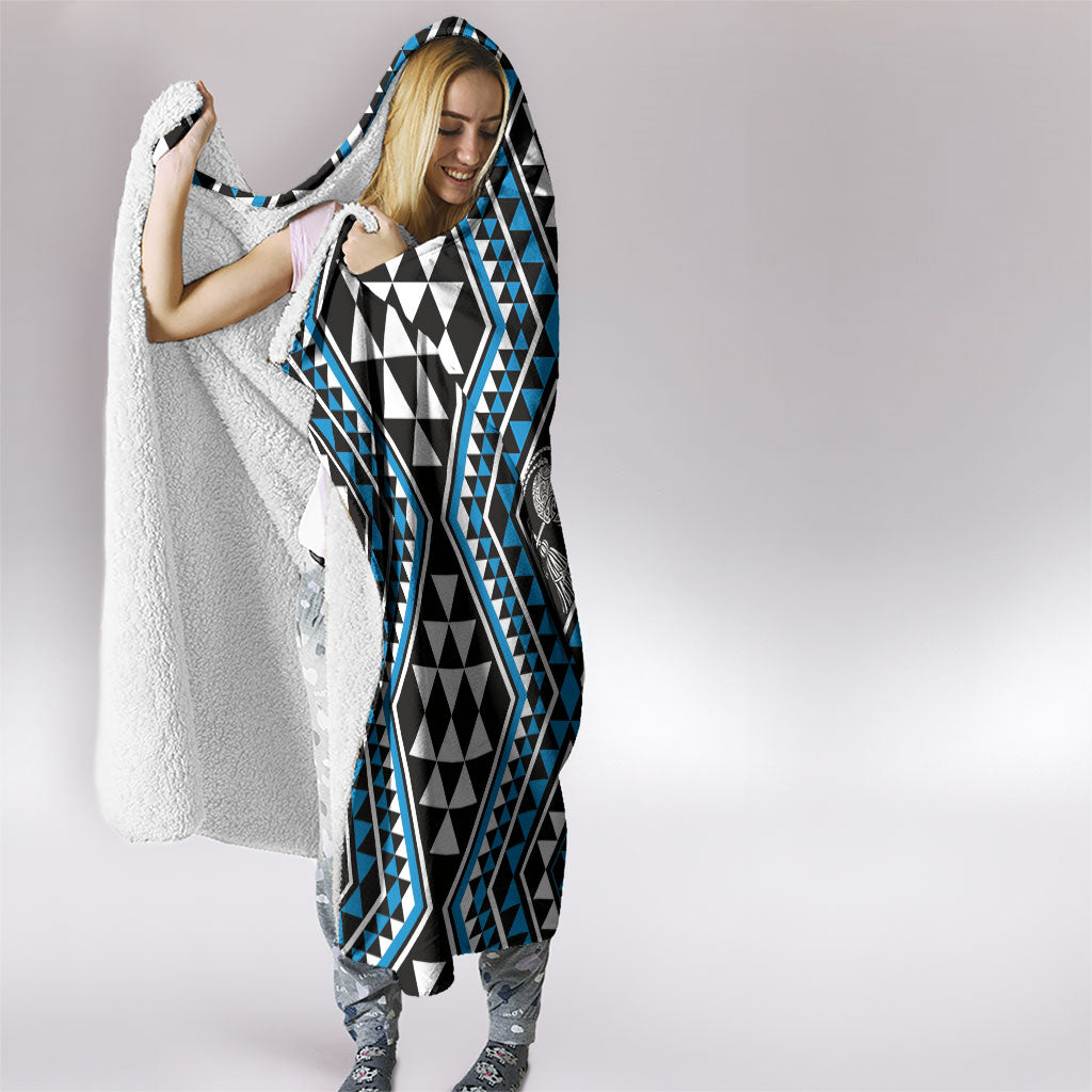 New Zealand Kikorangi Taniko Motifs Hooded Blanket Maori Poi Dance Costume Inspired
