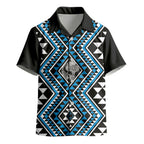 New Zealand Kikorangi Taniko Motifs Kid Hawaiian Shirt Maori Poi Dance Costume Inspired