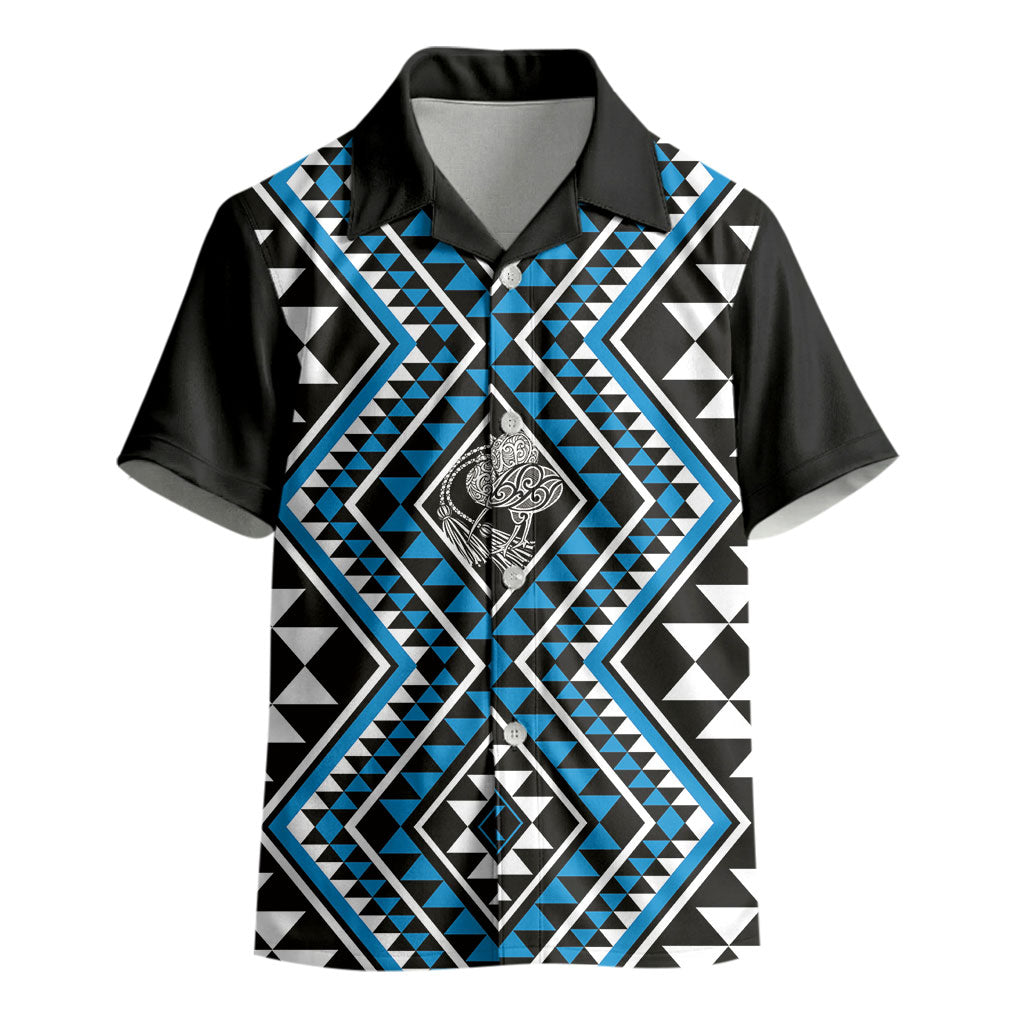 New Zealand Kikorangi Taniko Motifs Kid Hawaiian Shirt Maori Poi Dance Costume Inspired