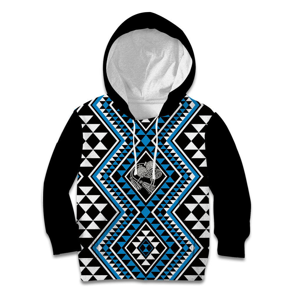 New Zealand Kikorangi Taniko Motifs Kid Hoodie Maori Poi Dance Costume Inspired
