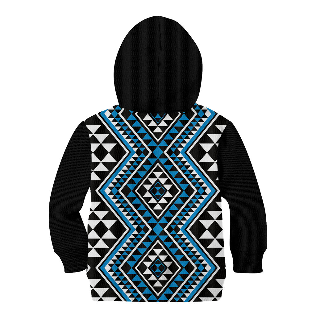 New Zealand Kikorangi Taniko Motifs Kid Hoodie Maori Poi Dance Costume Inspired