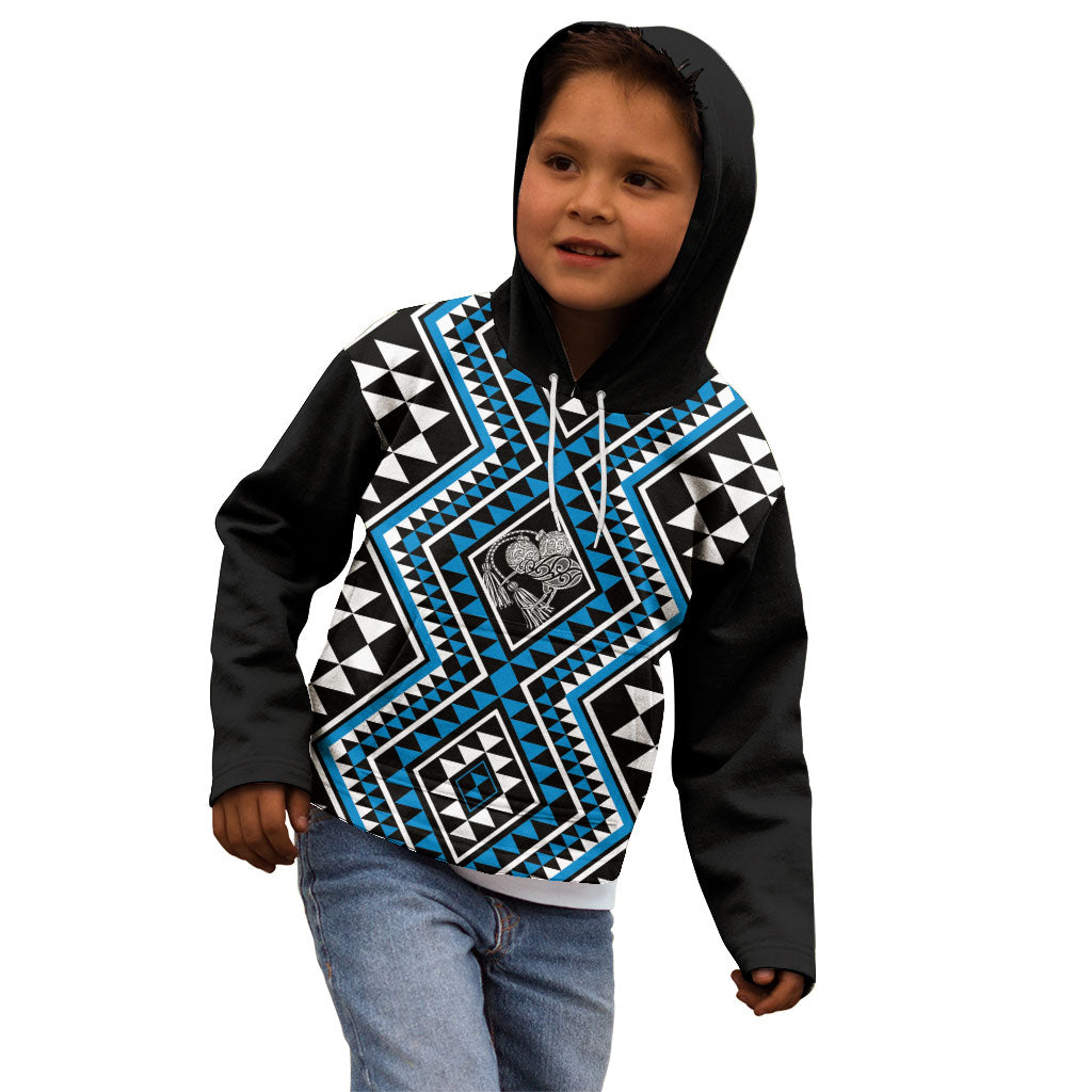 New Zealand Kikorangi Taniko Motifs Kid Hoodie Maori Poi Dance Costume Inspired
