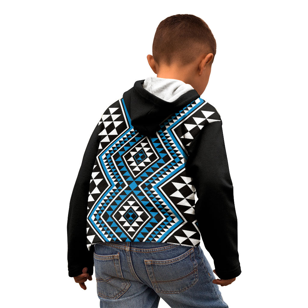 New Zealand Kikorangi Taniko Motifs Kid Hoodie Maori Poi Dance Costume Inspired
