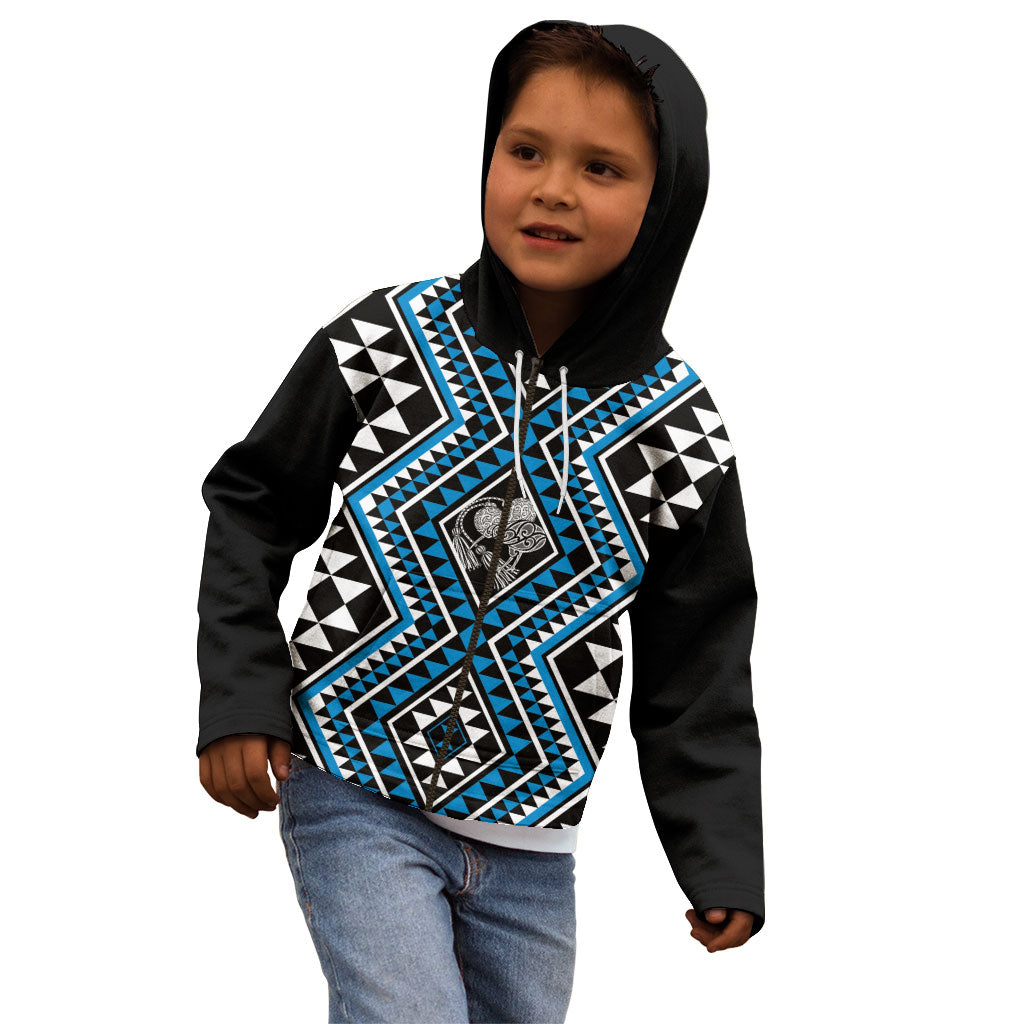 New Zealand Kikorangi Taniko Motifs Kid Hoodie Maori Poi Dance Costume Inspired