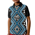 New Zealand Kikorangi Taniko Motifs Kid Polo Shirt Maori Poi Dance Costume Inspired