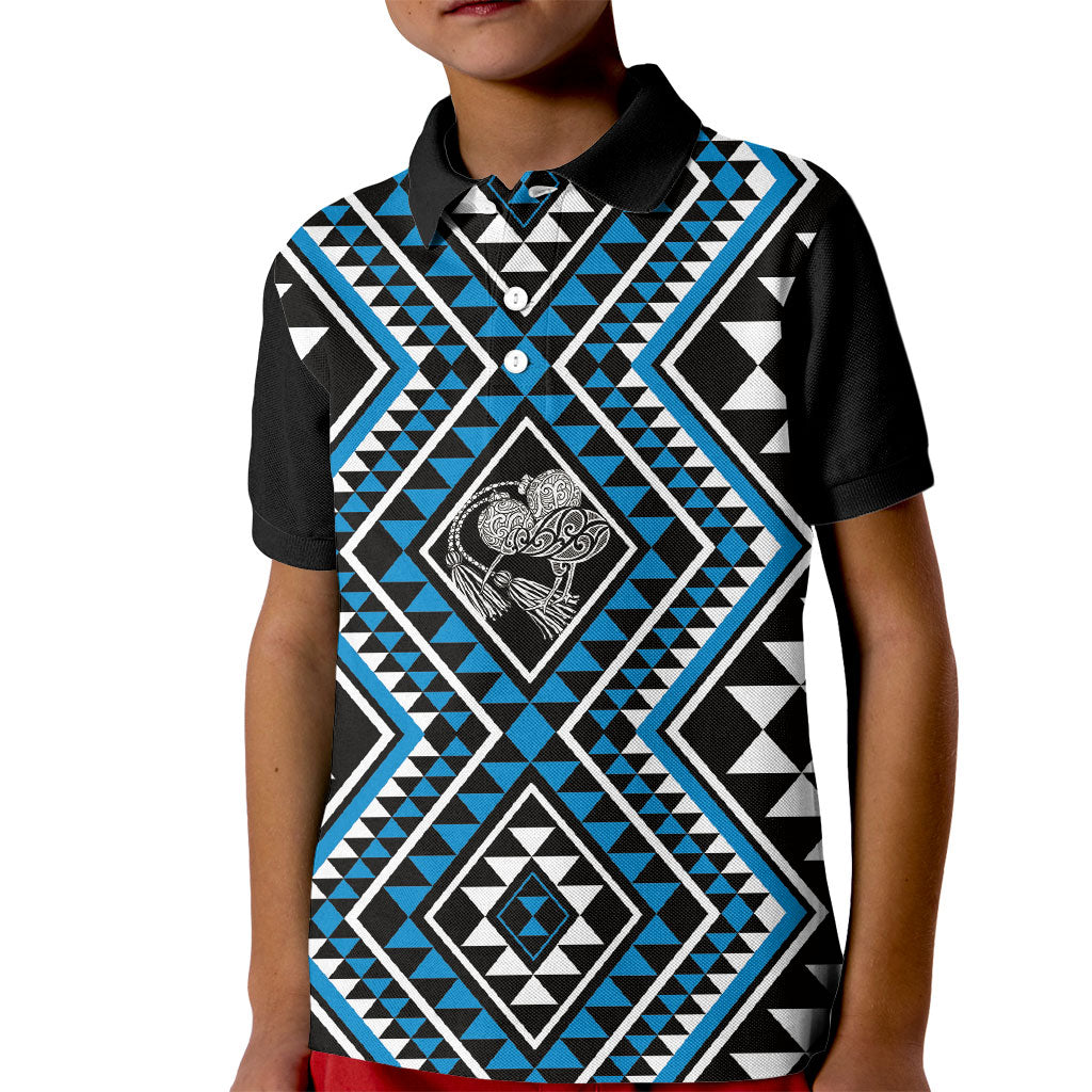 New Zealand Kikorangi Taniko Motifs Kid Polo Shirt Maori Poi Dance Costume Inspired