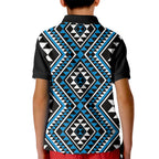New Zealand Kikorangi Taniko Motifs Kid Polo Shirt Maori Poi Dance Costume Inspired