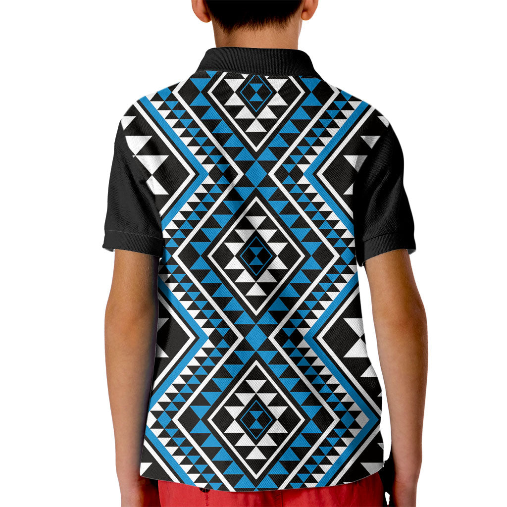 New Zealand Kikorangi Taniko Motifs Kid Polo Shirt Maori Poi Dance Costume Inspired