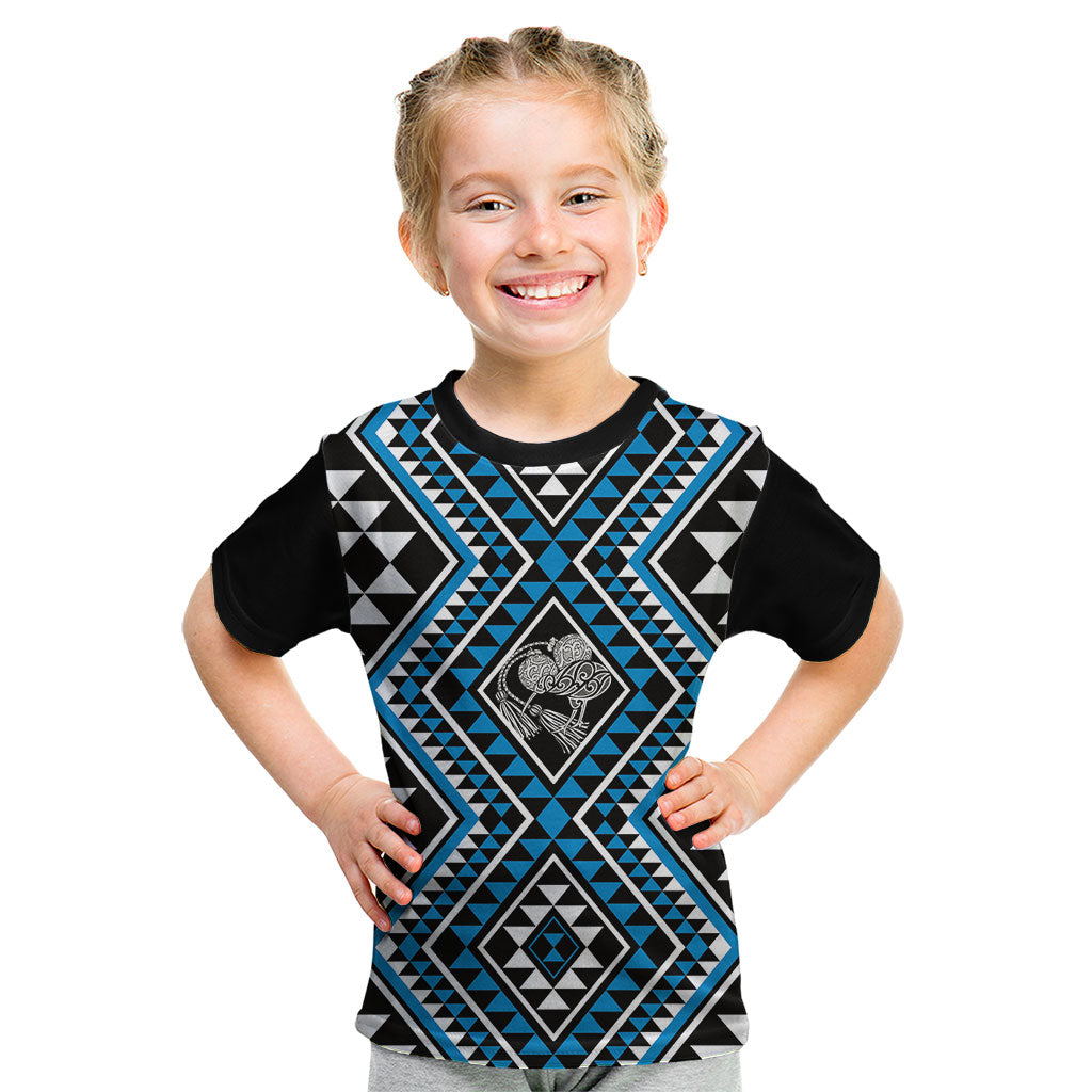 New Zealand Kikorangi Taniko Motifs Kid T Shirt Maori Poi Dance Costume Inspired