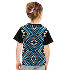 New Zealand Kikorangi Taniko Motifs Kid T Shirt Maori Poi Dance Costume Inspired