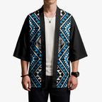 New Zealand Kikorangi Taniko Motifs Kimono Maori Poi Dance Costume Inspired