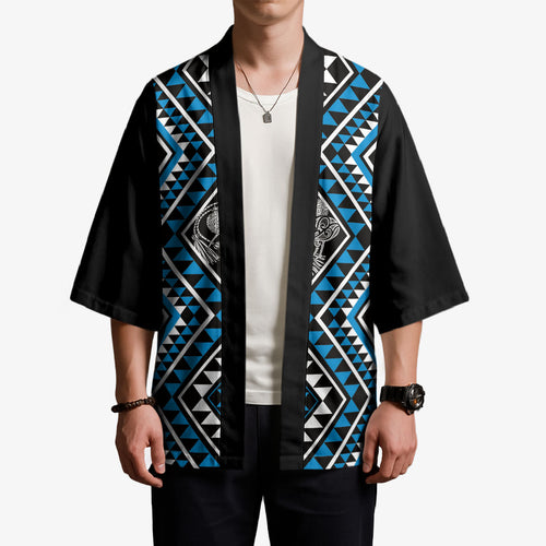 New Zealand Kikorangi Taniko Motifs Kimono Maori Poi Dance Costume Inspired