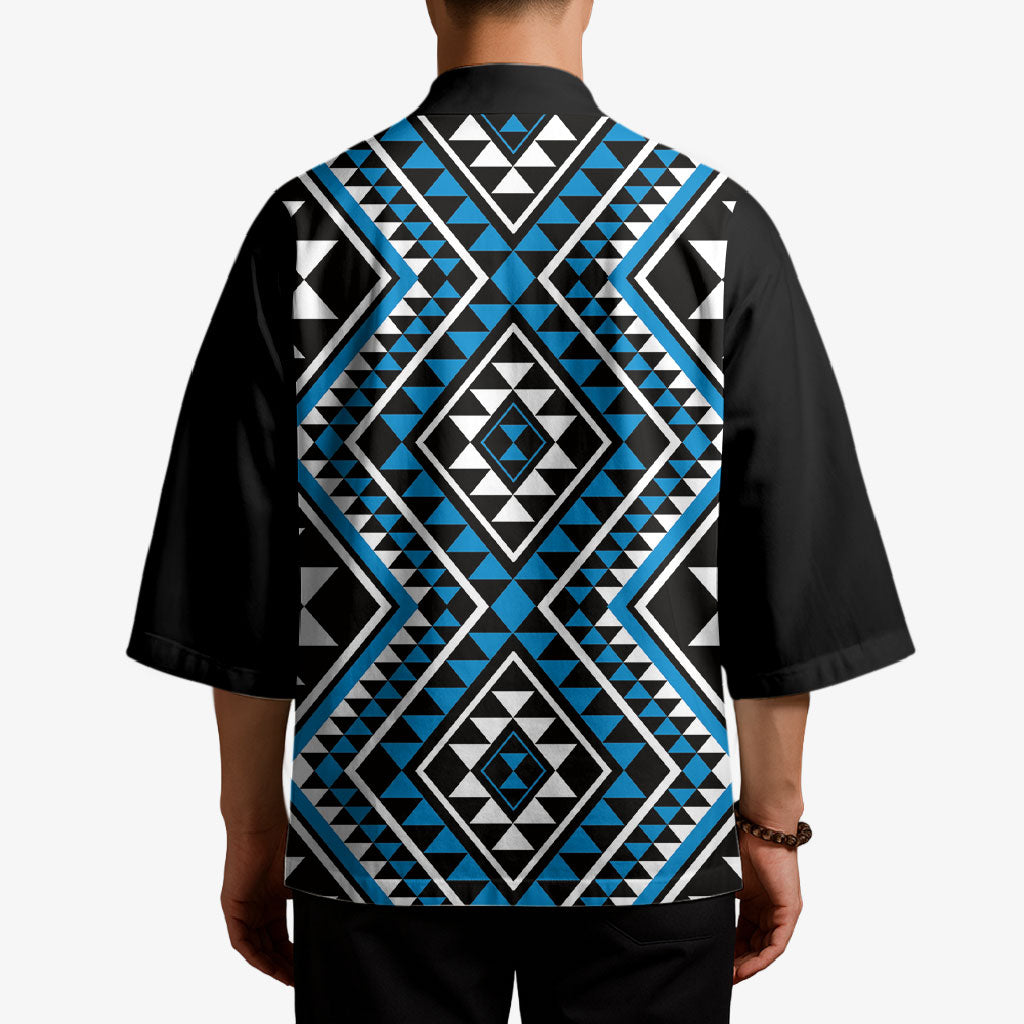 New Zealand Kikorangi Taniko Motifs Kimono Maori Poi Dance Costume Inspired