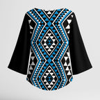 New Zealand Kikorangi Taniko Motifs Kimono Sleeve Blouse Maori Poi Dance Costume Inspired