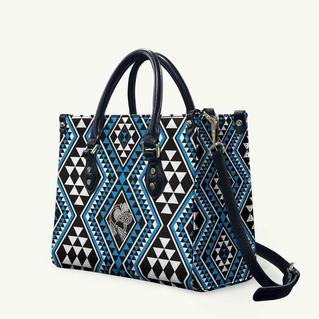 New Zealand Kikorangi Taniko Motifs Leather Bag Maori Poi Dance Costume Inspired
