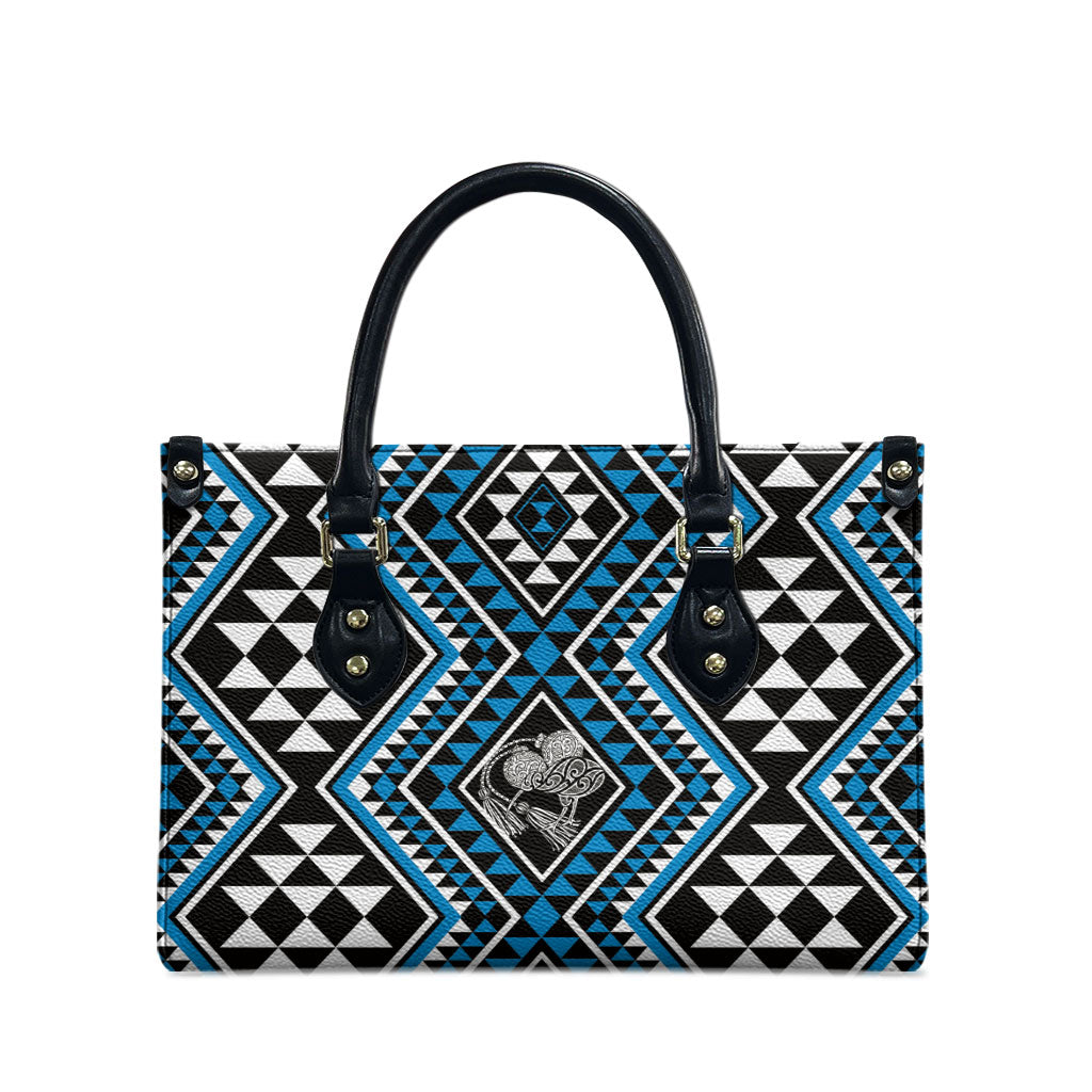 New Zealand Kikorangi Taniko Motifs Leather Bag Maori Poi Dance Costume Inspired