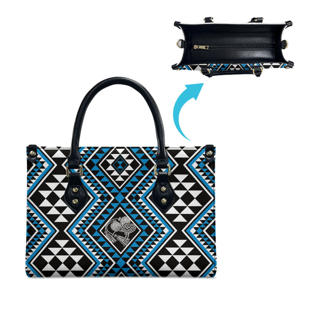 New Zealand Kikorangi Taniko Motifs Leather Bag Maori Poi Dance Costume Inspired