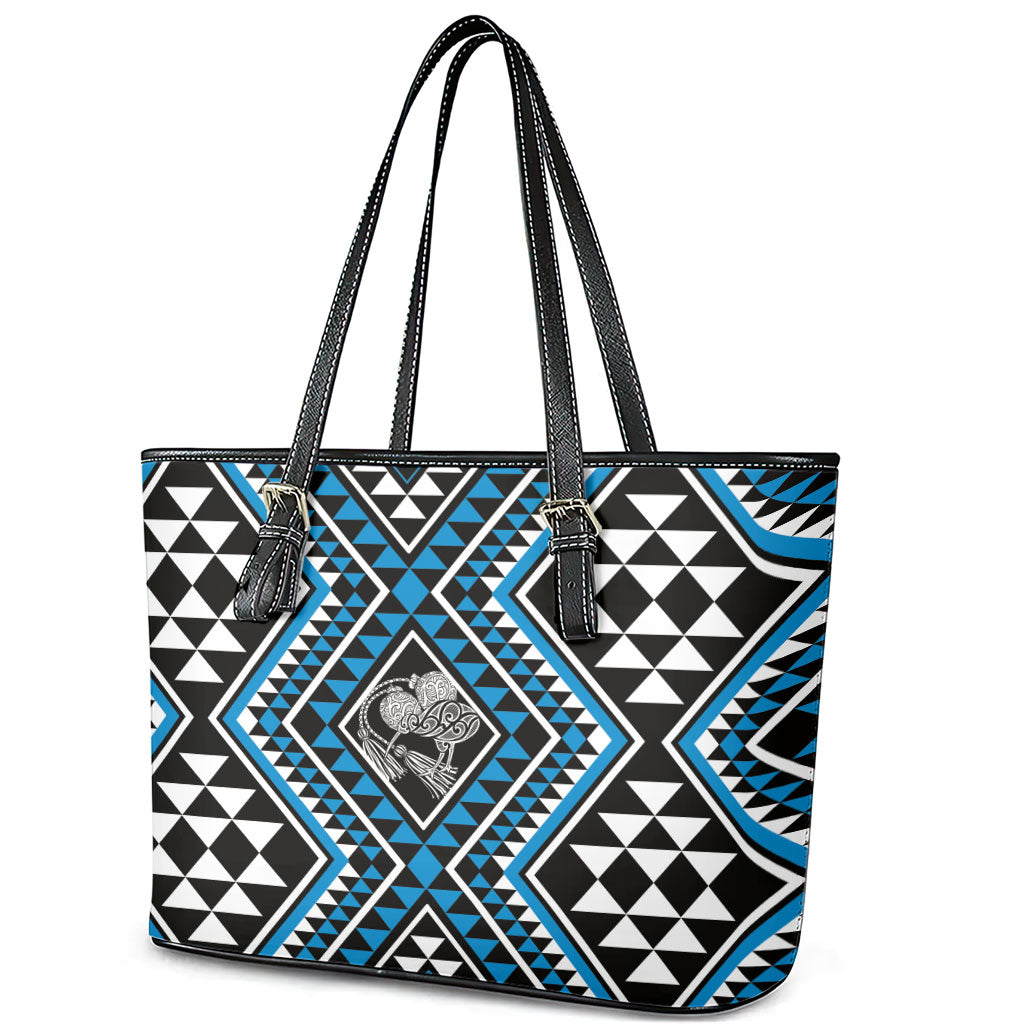 New Zealand Kikorangi Taniko Motifs Leather Tote Bag Maori Poi Dance Costume Inspired