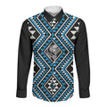New Zealand Kikorangi Taniko Motifs Long Sleeve Button Shirt Maori Poi Dance Costume Inspired