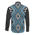 New Zealand Kikorangi Taniko Motifs Long Sleeve Button Shirt Maori Poi Dance Costume Inspired