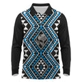 New Zealand Kikorangi Taniko Motifs Long Sleeve Polo Shirt Maori Poi Dance Costume Inspired