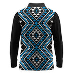 New Zealand Kikorangi Taniko Motifs Long Sleeve Polo Shirt Maori Poi Dance Costume Inspired