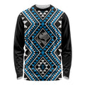 New Zealand Kikorangi Taniko Motifs Long Sleeve Shirt Maori Poi Dance Costume Inspired
