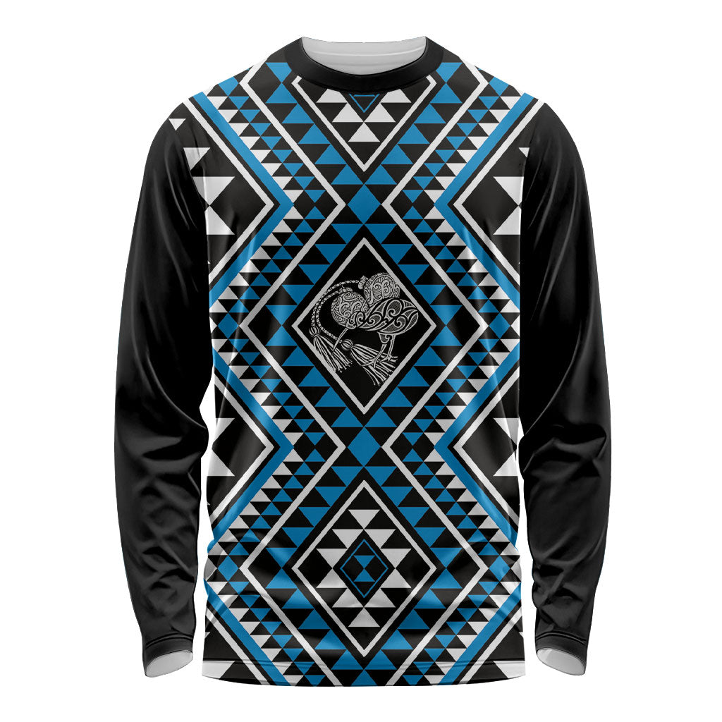 New Zealand Kikorangi Taniko Motifs Long Sleeve Shirt Maori Poi Dance Costume Inspired
