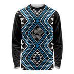 New Zealand Kikorangi Taniko Motifs Long Sleeve Shirt Maori Poi Dance Costume Inspired