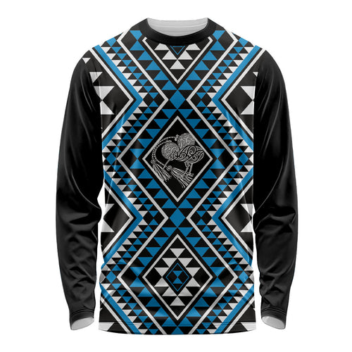 New Zealand Kikorangi Taniko Motifs Long Sleeve Shirt Maori Poi Dance Costume Inspired