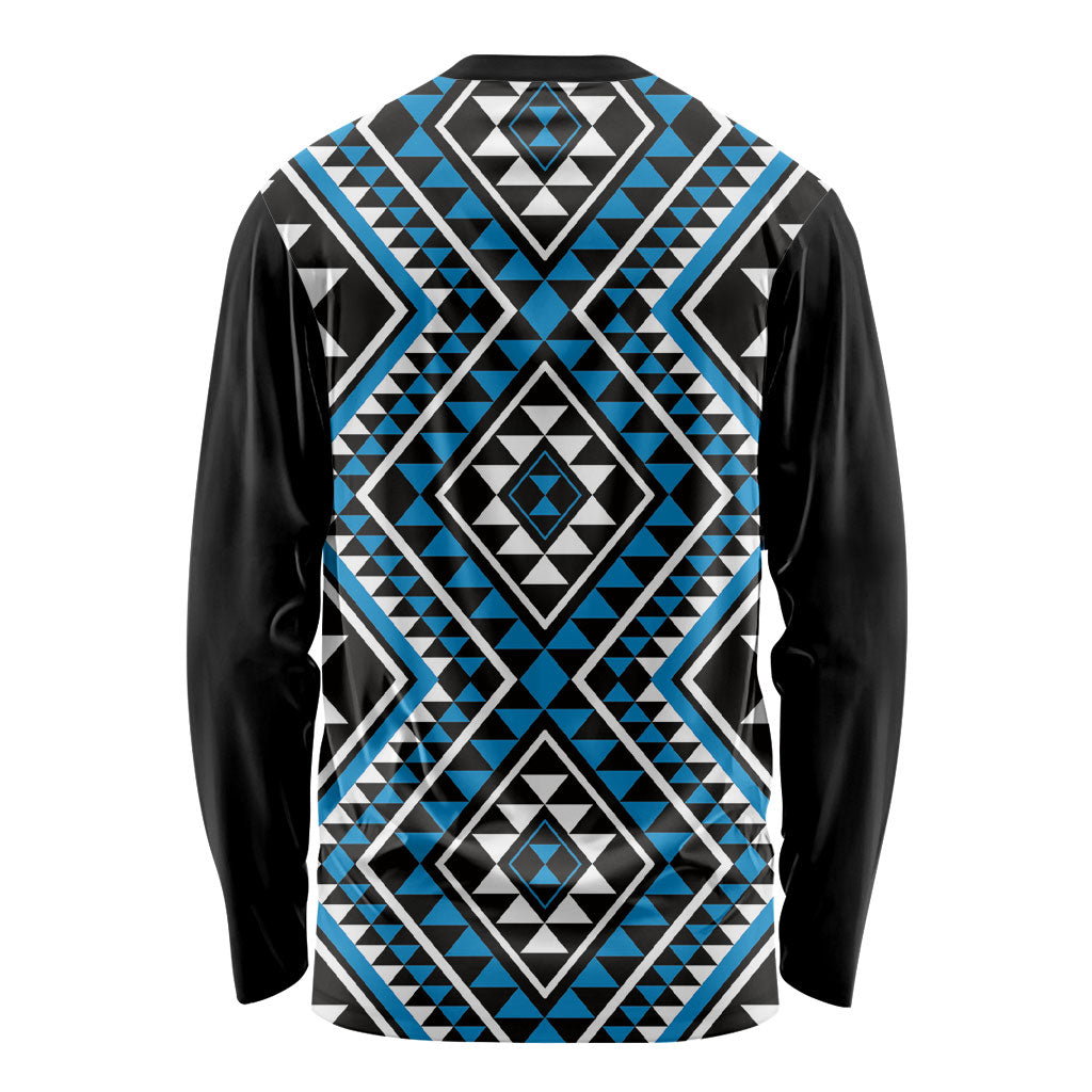 New Zealand Kikorangi Taniko Motifs Long Sleeve Shirt Maori Poi Dance Costume Inspired