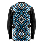 New Zealand Kikorangi Taniko Motifs Long Sleeve Shirt Maori Poi Dance Costume Inspired