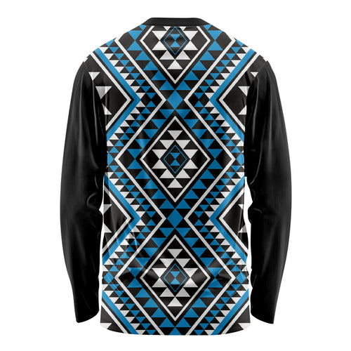New Zealand Kikorangi Taniko Motifs Long Sleeve Shirt Maori Poi Dance Costume Inspired