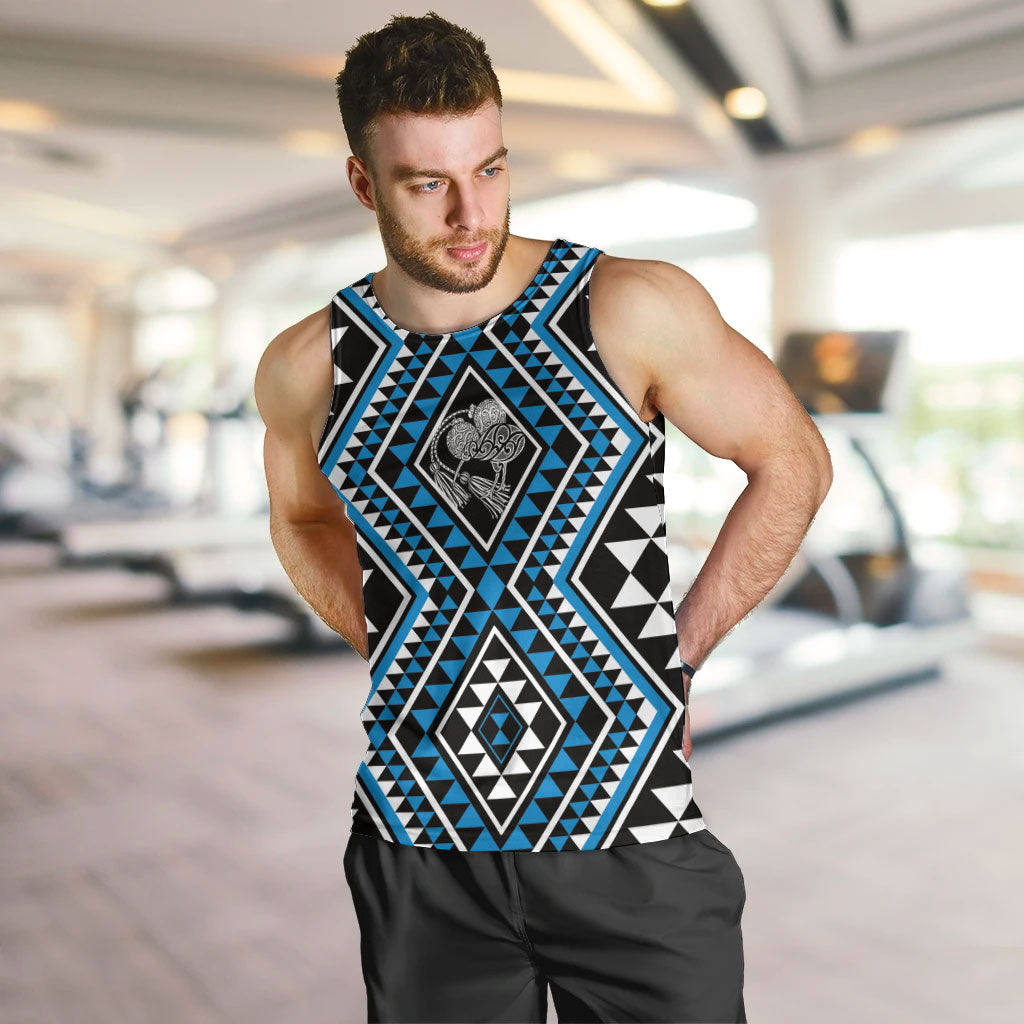 New Zealand Kikorangi Taniko Motifs Men Tank Top Maori Poi Dance Costume Inspired