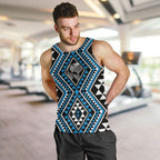 New Zealand Kikorangi Taniko Motifs Men Tank Top Maori Poi Dance Costume Inspired