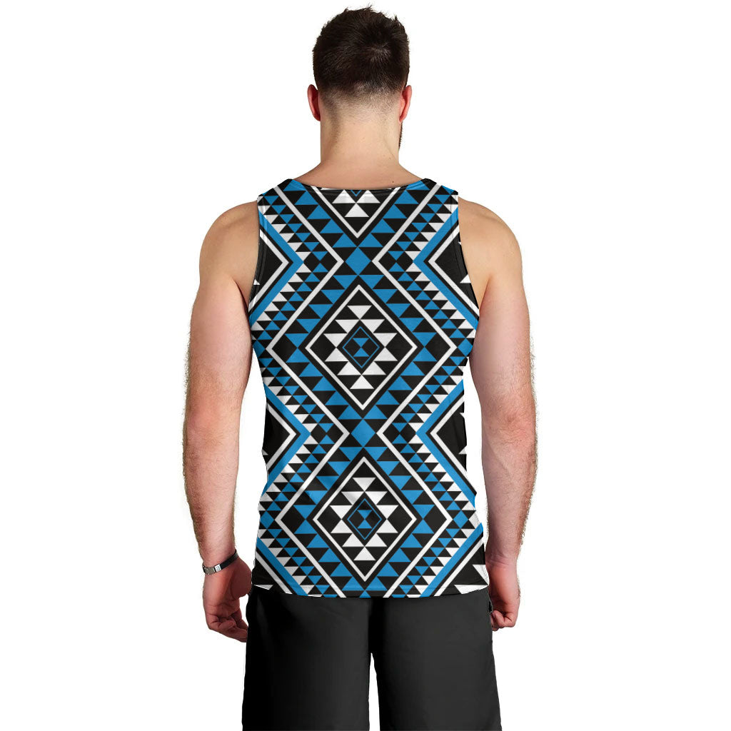 New Zealand Kikorangi Taniko Motifs Men Tank Top Maori Poi Dance Costume Inspired