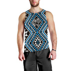 New Zealand Kikorangi Taniko Motifs Men Tank Top Maori Poi Dance Costume Inspired