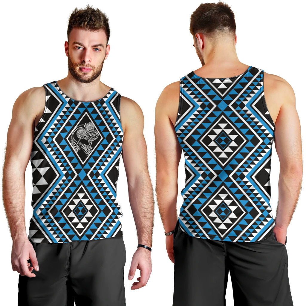 New Zealand Kikorangi Taniko Motifs Men Tank Top Maori Poi Dance Costume Inspired