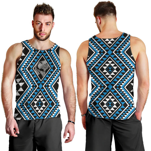 New Zealand Kikorangi Taniko Motifs Men Tank Top Maori Poi Dance Costume Inspired