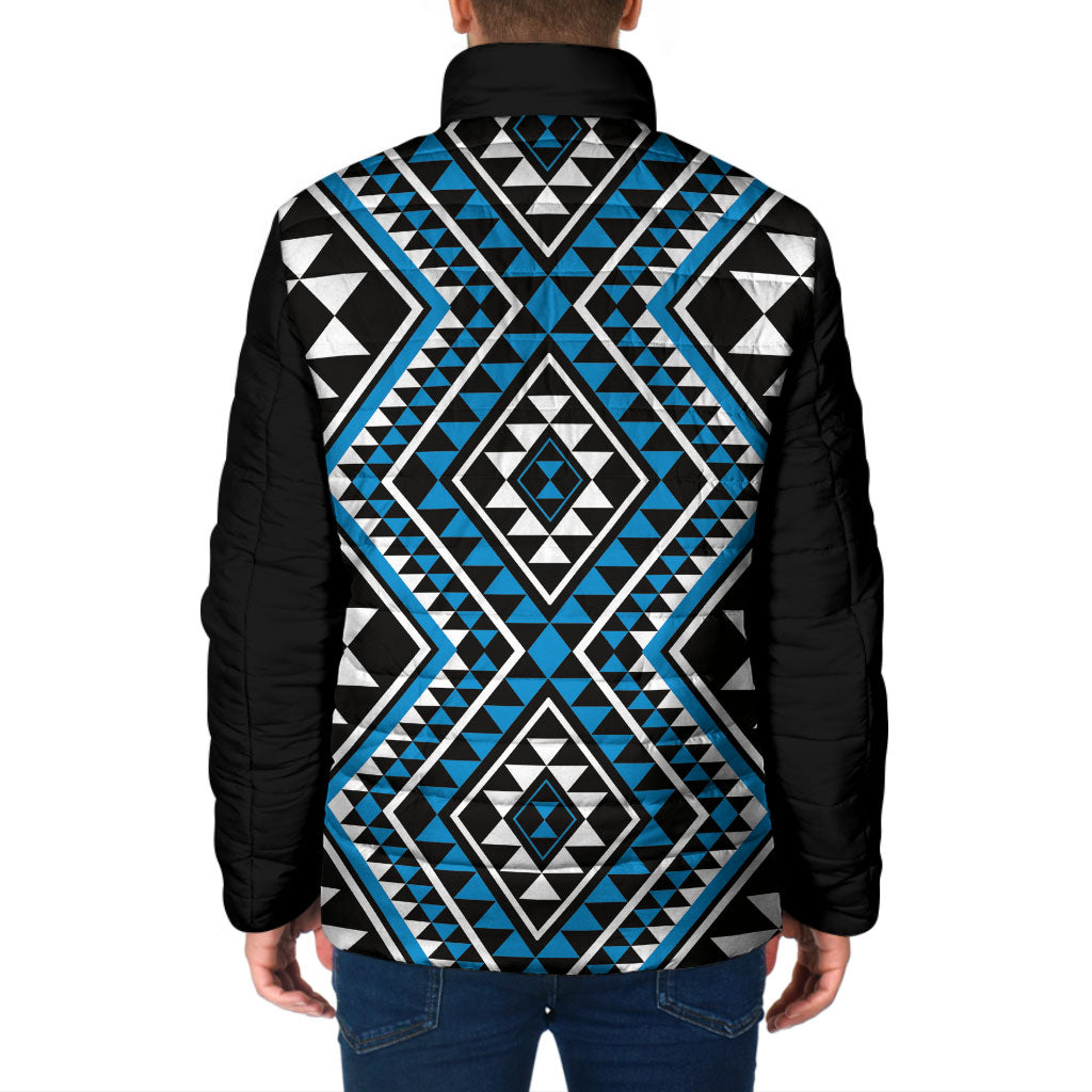 New Zealand Kikorangi Taniko Motifs Padded Jacket Maori Poi Dance Costume Inspired