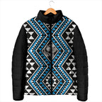 New Zealand Kikorangi Taniko Motifs Padded Jacket Maori Poi Dance Costume Inspired