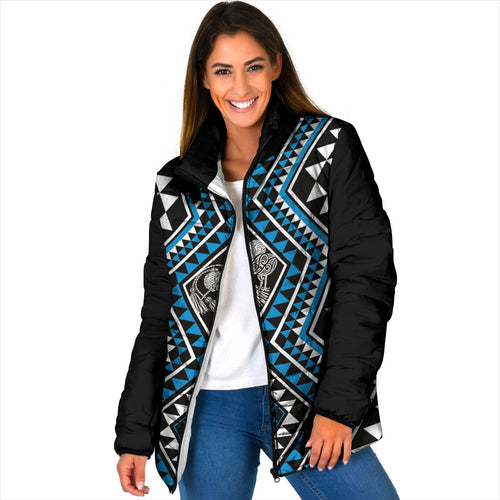 New Zealand Kikorangi Taniko Motifs Padded Jacket Maori Poi Dance Costume Inspired