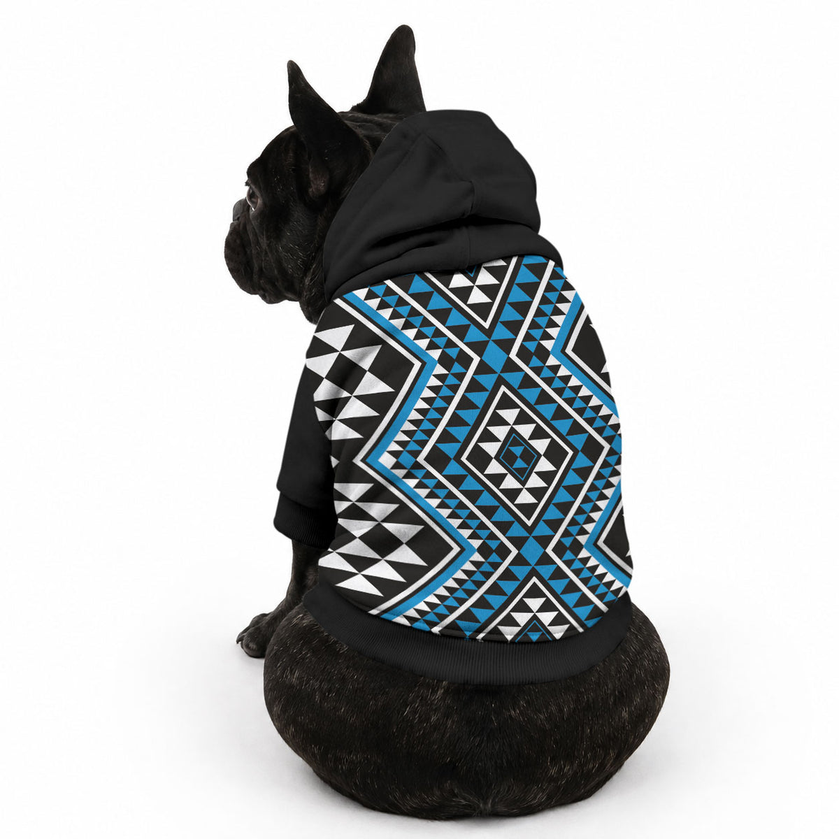 New Zealand Kikorangi Taniko Motifs Pet Hoodie Maori Poi Dance Costume Inspired