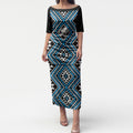New Zealand Kikorangi Taniko Motifs Puletasi Maori Poi Dance Costume Inspired