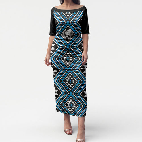 New Zealand Kikorangi Taniko Motifs Puletasi Maori Poi Dance Costume Inspired