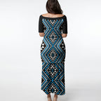 New Zealand Kikorangi Taniko Motifs Puletasi Maori Poi Dance Costume Inspired